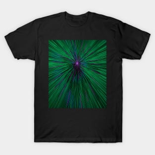 A colorful hyperdrive explosion - green with purple highlights version T-Shirt